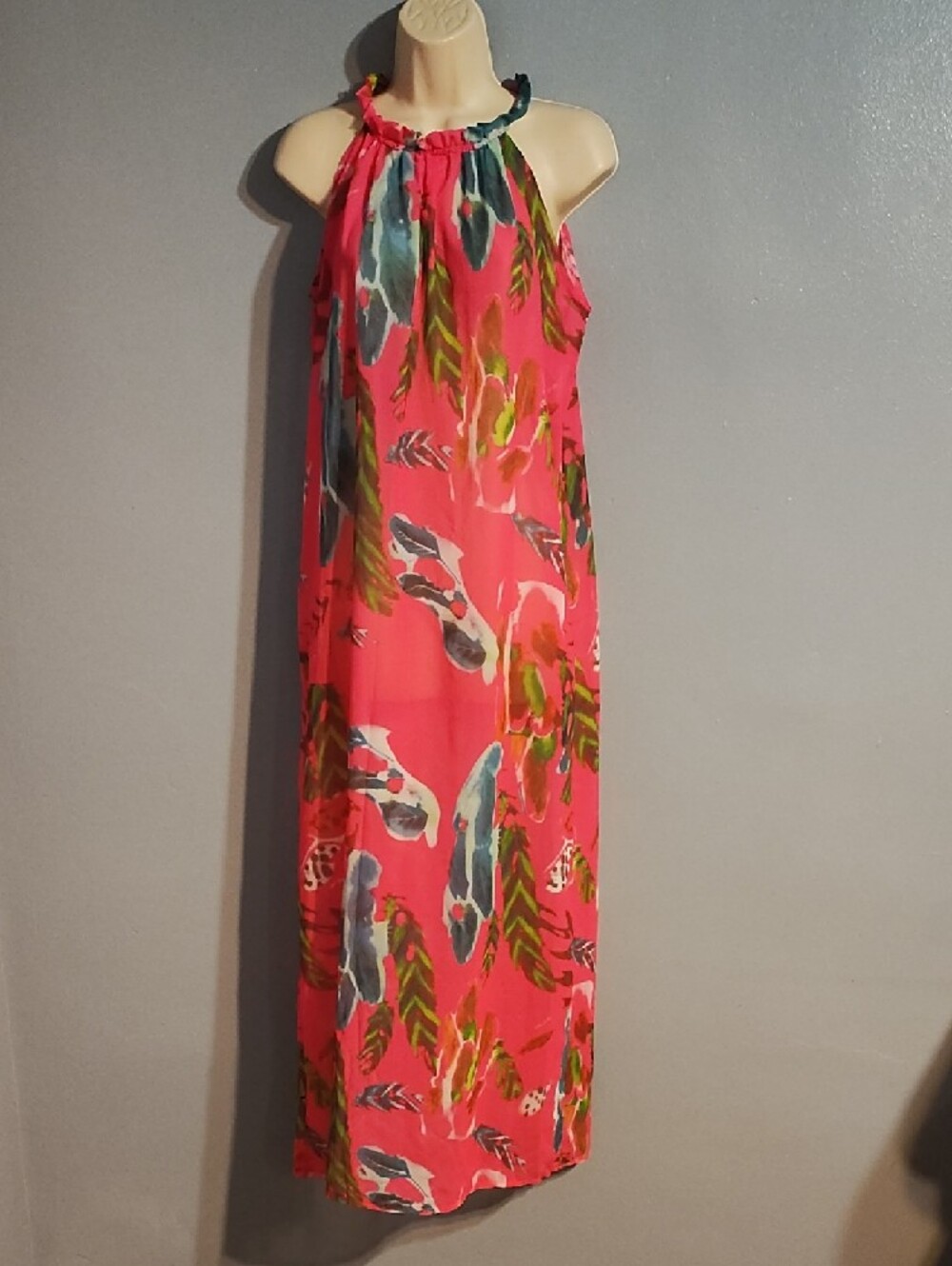 Tropical Pink Halter Maxi Dress - Picture 8 of 17